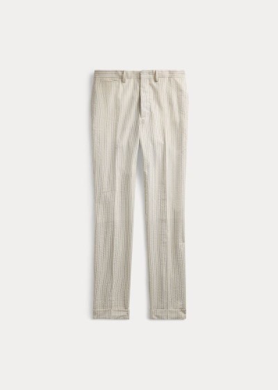 Pantalones Ralph Lauren Hombre Creme / Azules - Slim Stripe Seersucker - ZRDTU6837